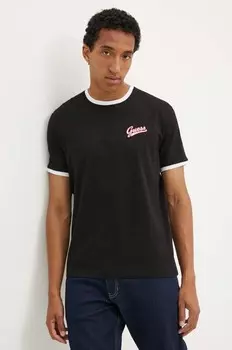 Хлопковая футболка Guess Jeans, черный