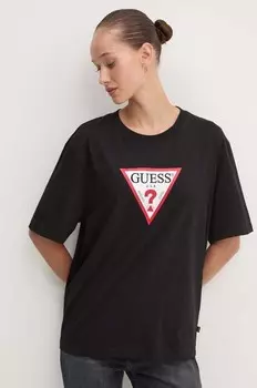 Хлопковая футболка Guess Jeans, черный