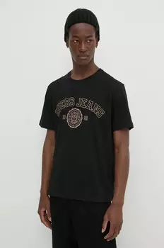 Хлопковая футболка Guess Jeans, черный