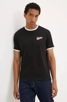 Хлопковая футболка Guess Jeans, черный