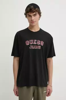 Хлопковая футболка Guess Jeans, черный