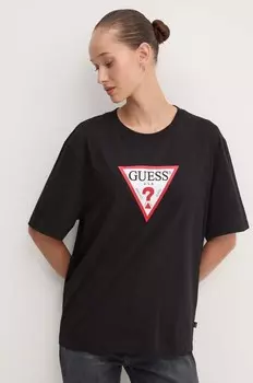Хлопковая футболка Guess Jeans, черный