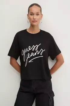 Хлопковая футболка Guess Jeans, черный