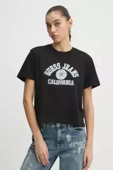 Хлопковая футболка Guess Jeans, черный