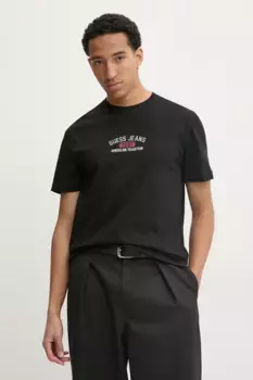 Хлопковая футболка Guess Jeans, черный