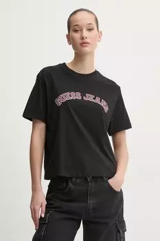 Хлопковая футболка Guess Jeans, черный