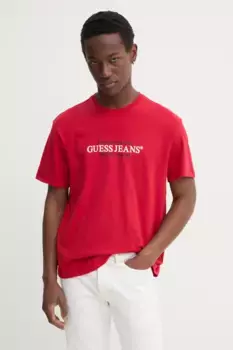 Хлопковая футболка Guess Jeans, красный