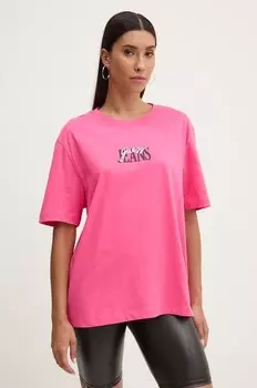 Хлопковая футболка Guess Jeans, розовый