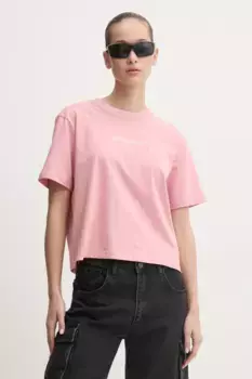 Хлопковая футболка Guess Jeans, розовый