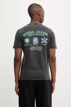 Хлопковая футболка Guess Jeans, серый