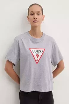 Хлопковая футболка Guess Jeans, серый