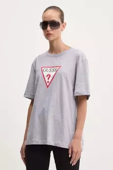 Хлопковая футболка Guess Jeans, серый