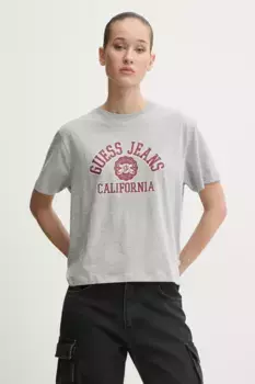 Хлопковая футболка Guess Jeans, серый