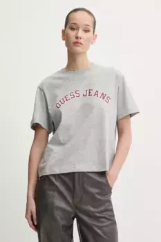 Хлопковая футболка Guess Jeans, серый