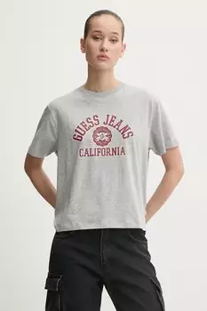 Хлопковая футболка Guess Jeans, серый