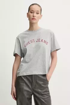 Хлопковая футболка Guess Jeans, серый