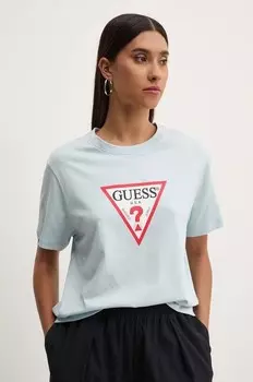 Хлопковая футболка Guess Jeans, синий