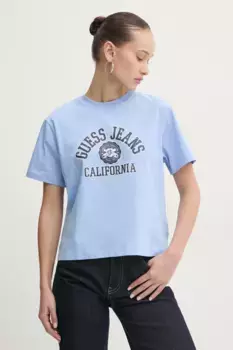 Хлопковая футболка Guess Jeans, синий