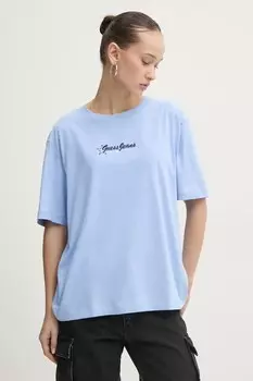 Хлопковая футболка Guess Jeans, синий