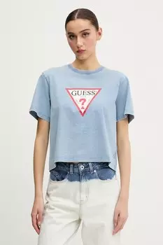 Хлопковая футболка Guess Jeans, синий
