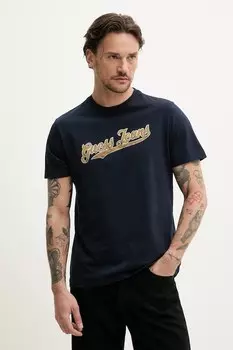 Хлопковая футболка Guess Jeans, темно-синий