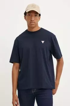 Хлопковая футболка Guess Jeans, темно-синий