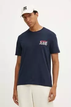Хлопковая футболка Guess Jeans, темно-синий