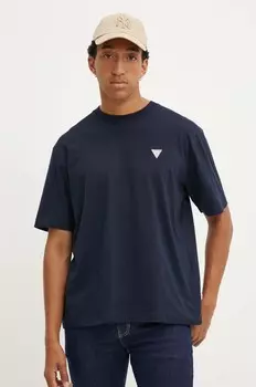 Хлопковая футболка Guess Jeans, темно-синий