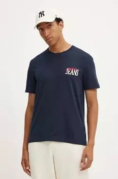 Хлопковая футболка Guess Jeans, темно-синий