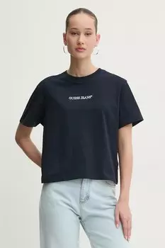 Хлопковая футболка Guess Jeans, темно-синий