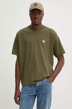 Хлопковая футболка Guess Jeans, зеленый