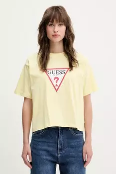 Хлопковая футболка Guess Jeans, желтый