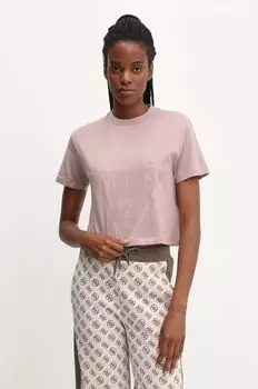 Хлопковая футболка Guess, коричневый