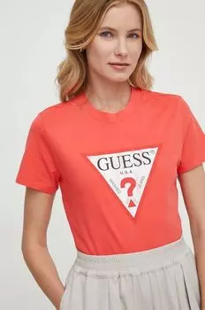Хлопковая футболка Guess, красный