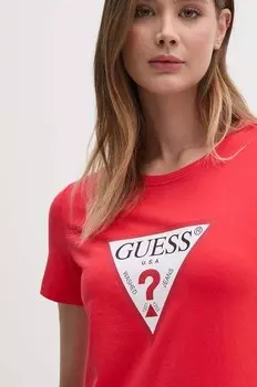 Хлопковая футболка Guess, красный