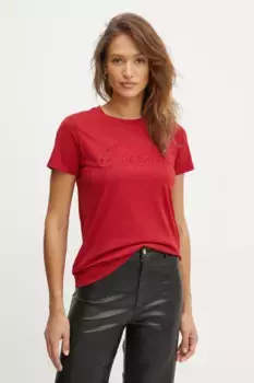 Хлопковая футболка Guess, красный