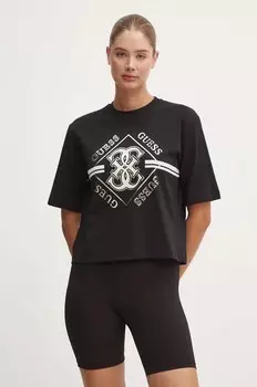 Хлопковая футболка Guess KRISSY, черный
