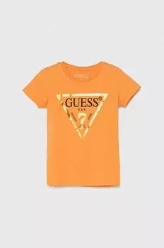 Хлопковая футболка Guess, оранжевый