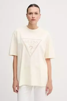 Хлопковая футболка Guess Originals, бежевый