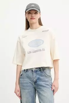 Хлопковая футболка Guess Originals, бежевый