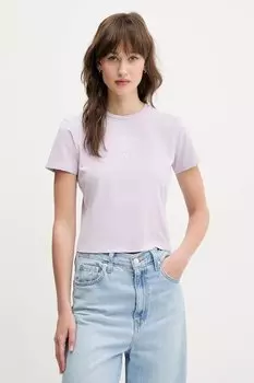 Хлопковая футболка Guess Originals, фиолетовый