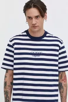 Хлопковая футболка Guess Originals, темно-синий