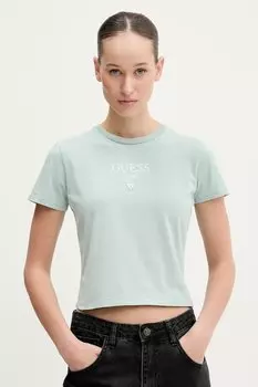 Хлопковая футболка Guess Originals, зеленый