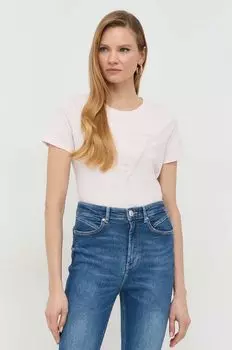 Хлопковая футболка Guess, розовый