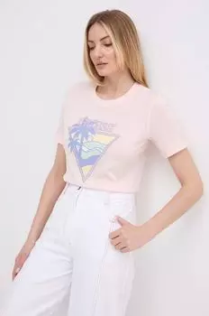 Хлопковая футболка Guess, розовый