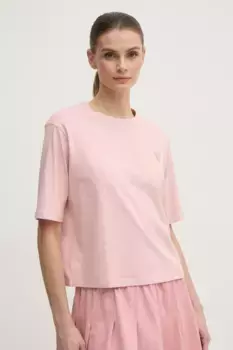 Хлопковая футболка Guess, розовый