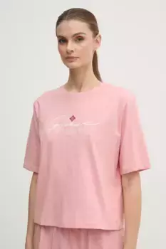 Хлопковая футболка Guess, розовый