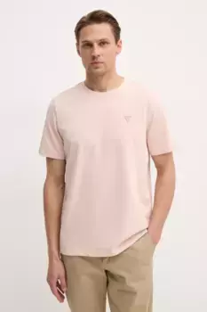 Хлопковая футболка Guess, розовый