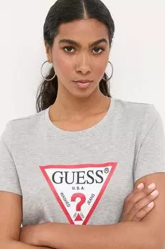 Хлопковая футболка Guess, серый