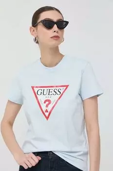 Хлопковая футболка Guess, синий